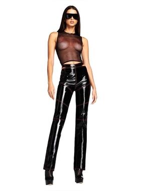 I.AM.GIA Pairs Kendall Jenner Faux Leather High Waist Cut Out Pants Black Red XS